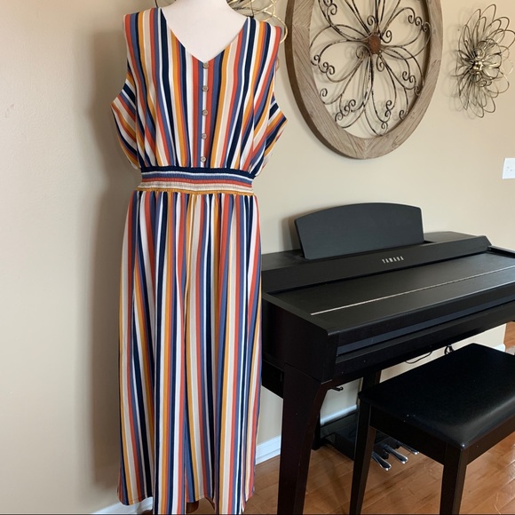 APT. 9 Size XL Striped Wide Leg Romper Jumpsuit - Picture 2 of 6